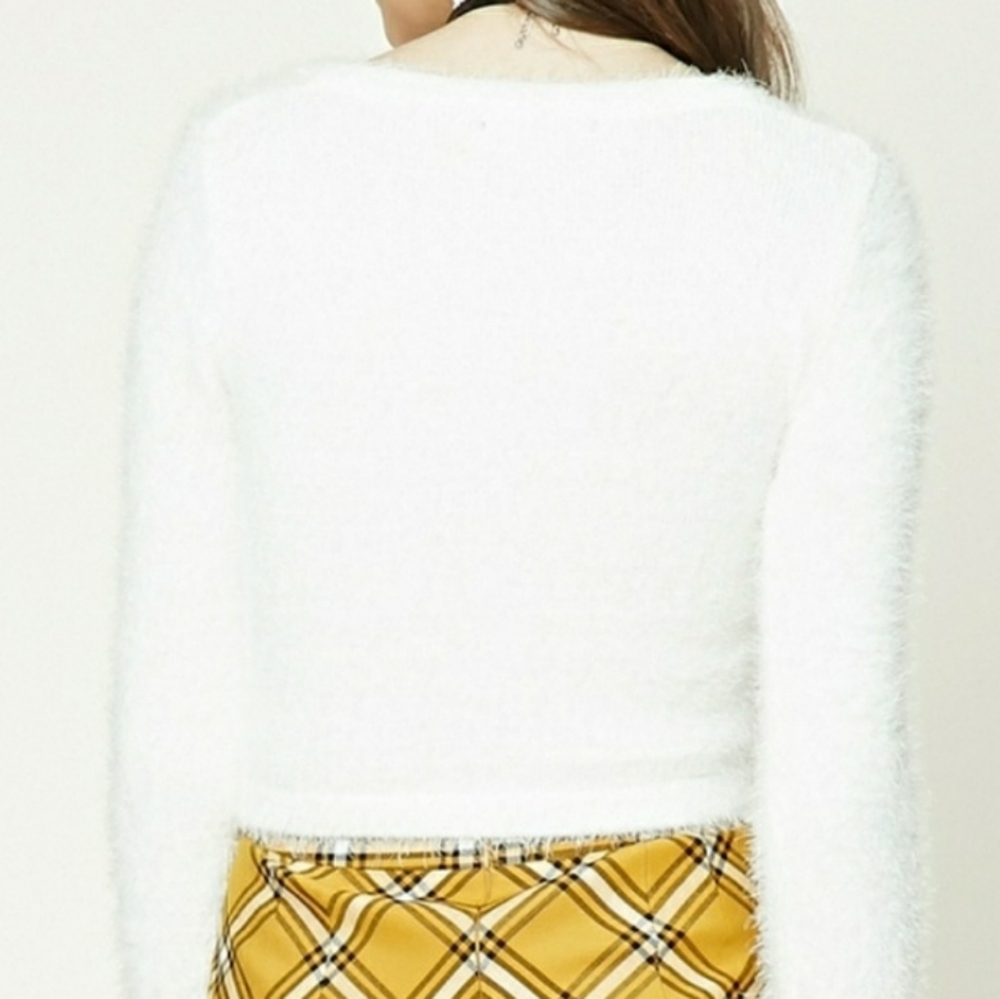 NWOT F21 Fuzzy Mohair Vneck Cardigan - Picture 4 of 10